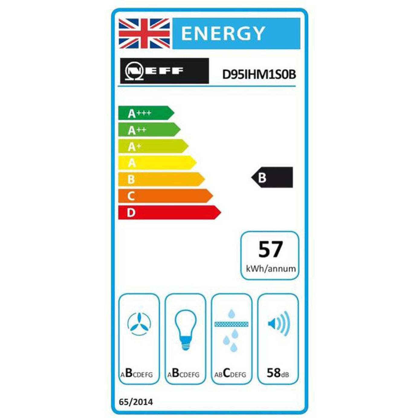 NEFF Cooker Hood D95IHM1S0B Chimney Extractor Fan Glass Black Touch Control - Image 2