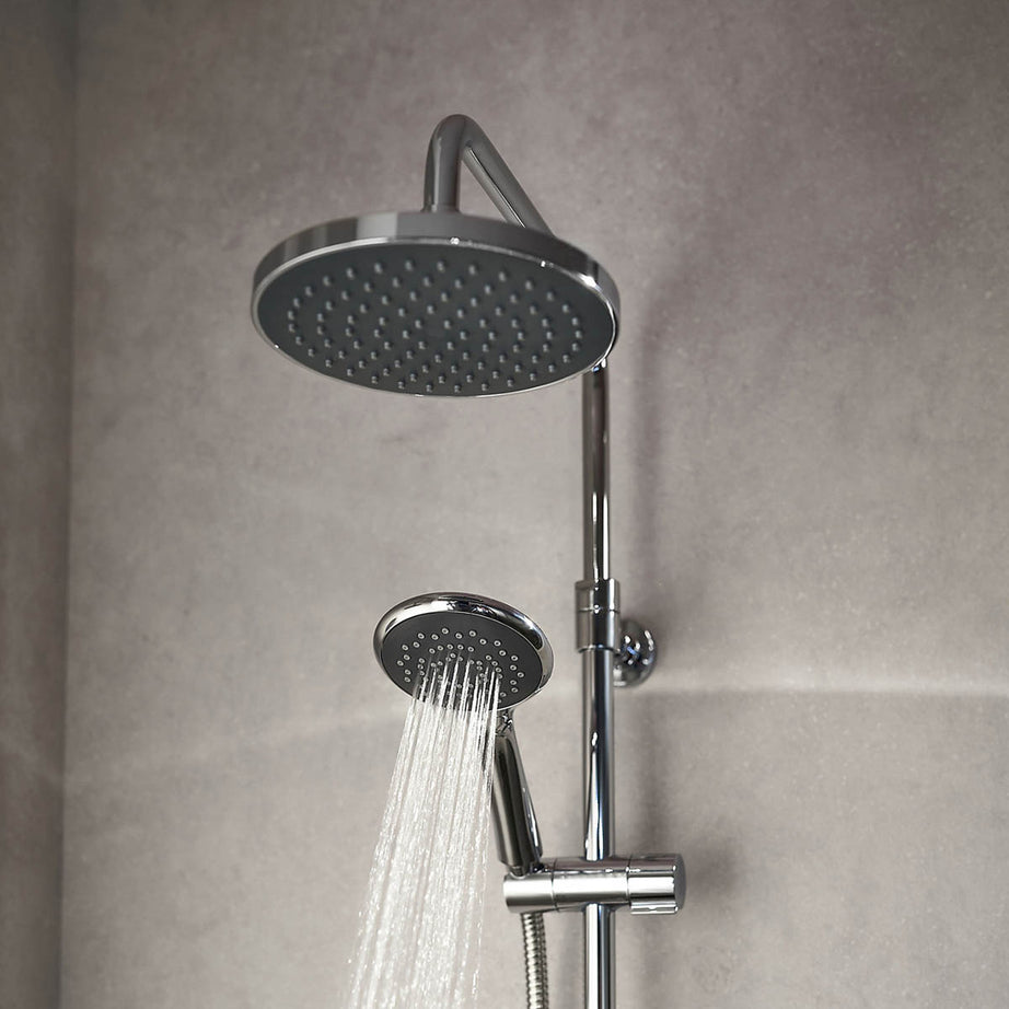 Mixer Shower Thermostatic Diverter Dual Head Round Chrome Effect Rear Fed - Image 2