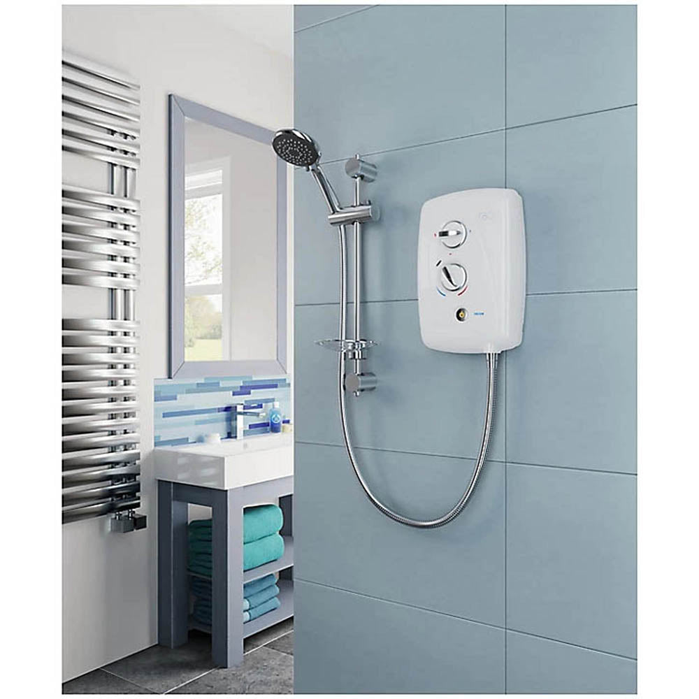 Triton Electric Shower White 8.5kW 5 Spray Pattern Adjustable Rail Bathroom - Image 2
