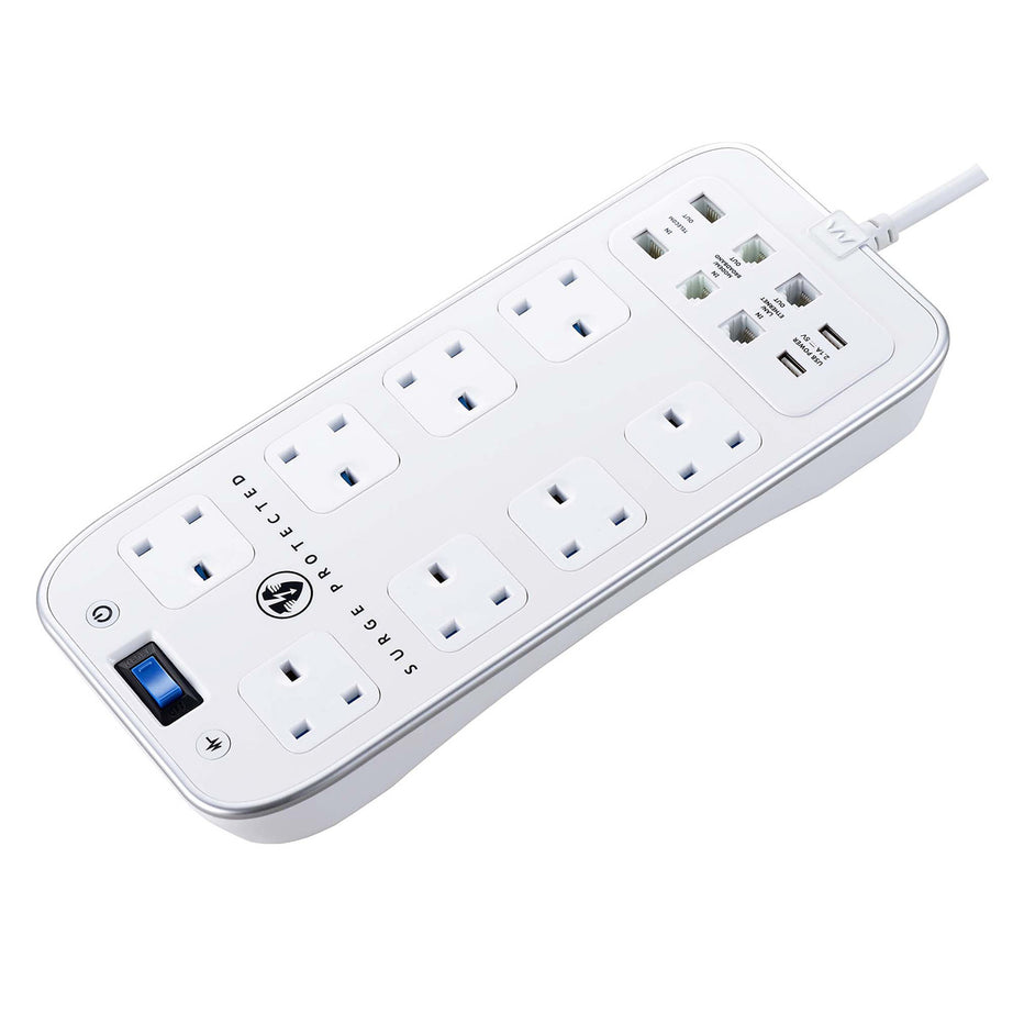 Masterplug 8 socket Extension Lead SRPTU82PW2-BD Power Indicator 2m White - Image 3
