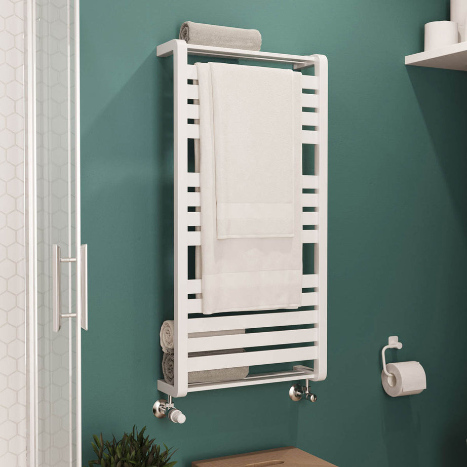 Towel Rail Radiator White Flat Bathroom Warmer Ladder Modern (H)100x(W)50cm - Image 2