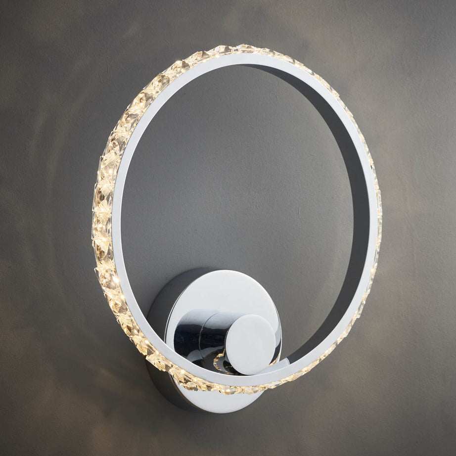 Wall Light Integrated LED Crystal Decoration Glass Steel Chrome Effect Modern - Image 1