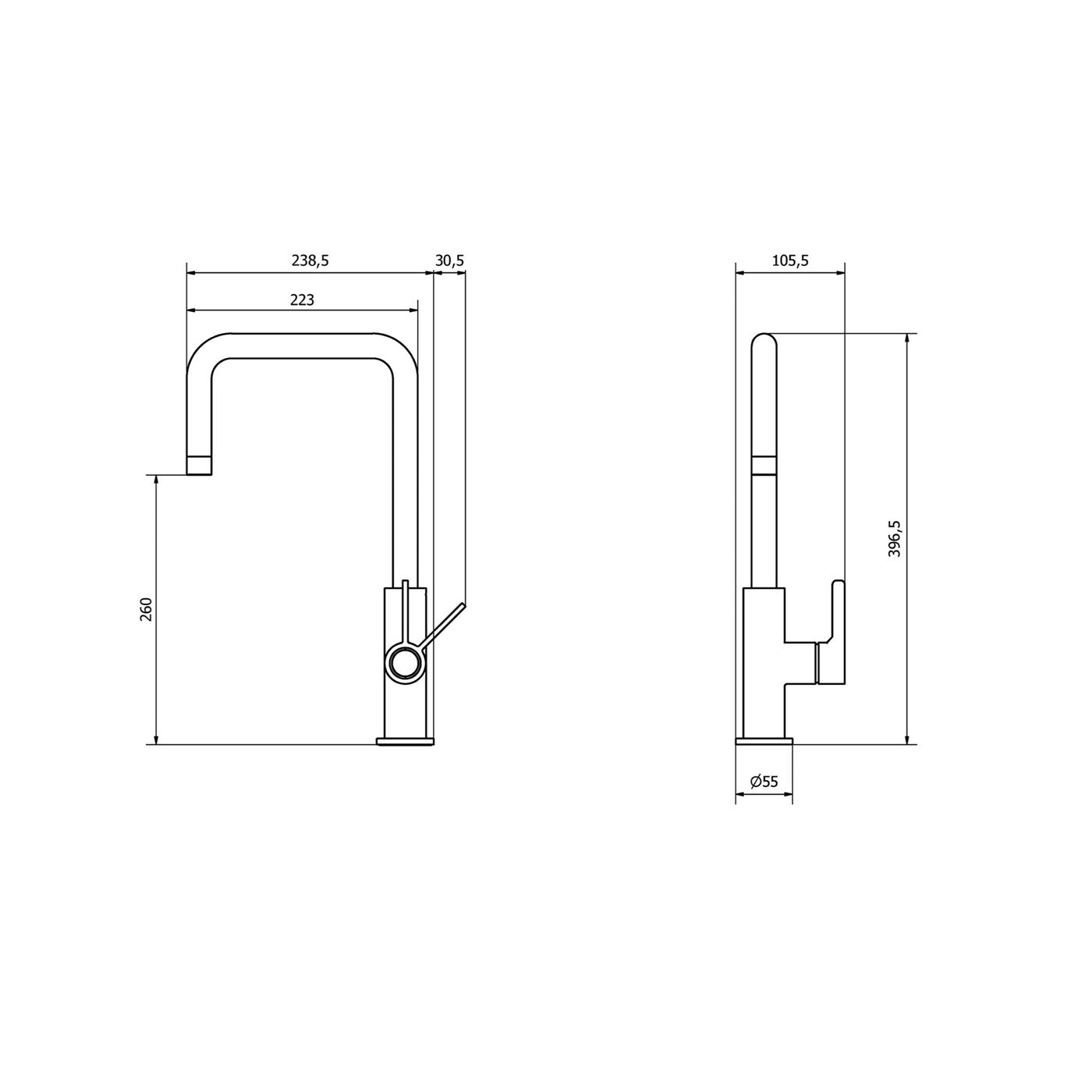 Kitchen Sink Tap Mixer Stainless Steel Single Lever Ceramic Cartridge Faucet - Image 3