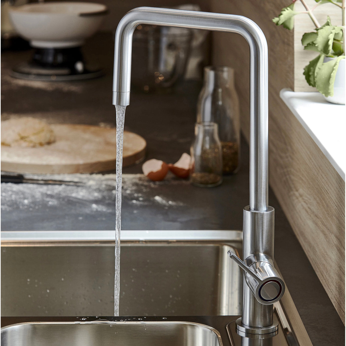 Kitchen Sink Tap Mixer Stainless Steel Single Lever Ceramic Cartridge Faucet - Image 4
