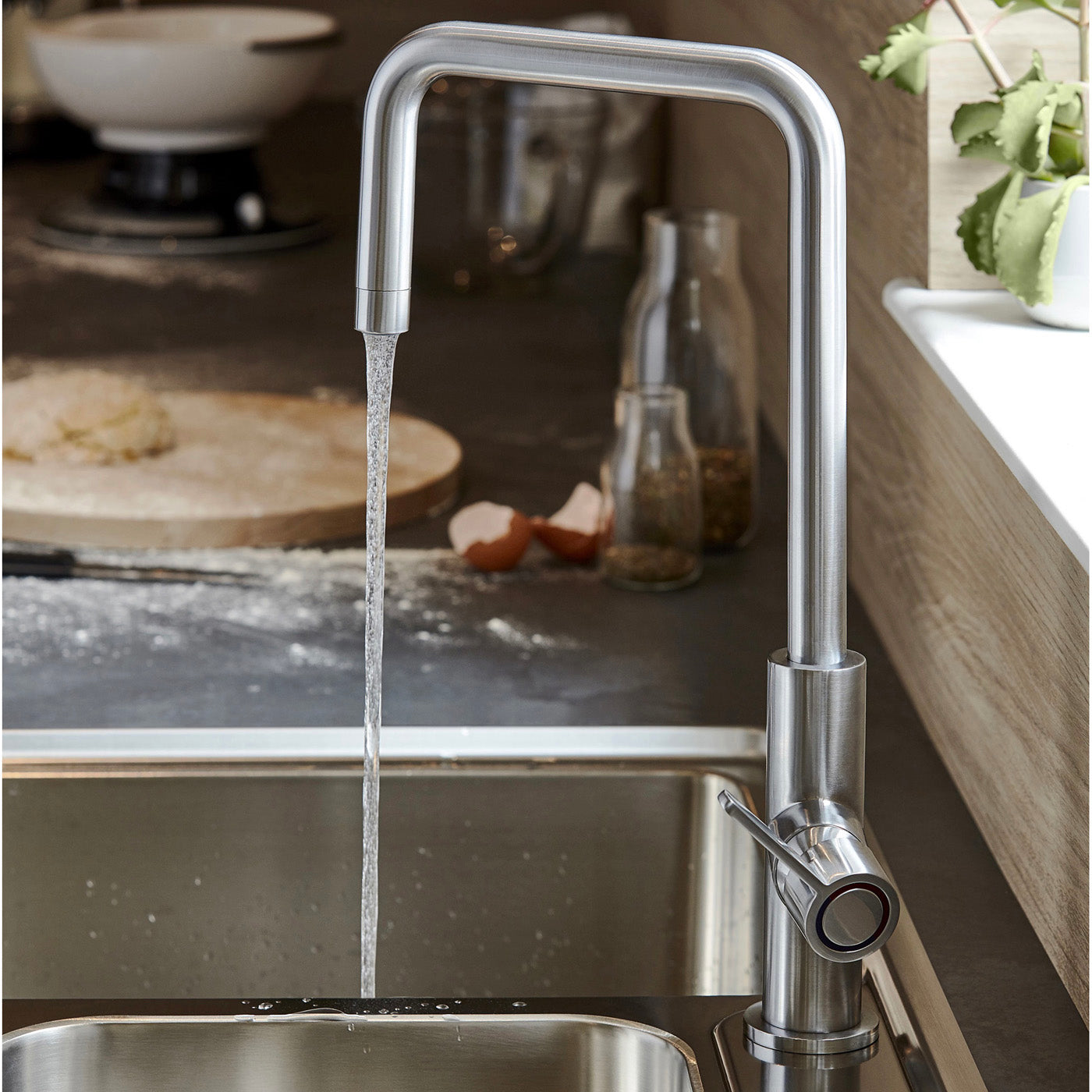 Kitchen Sink Tap Mixer Stainless Steel Single Lever Ceramic Cartridge Faucet - Image 4