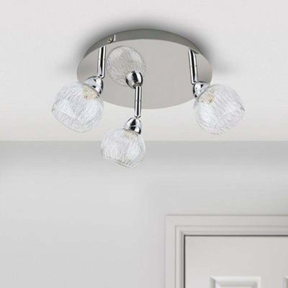 Ceiling Spotlight 3 Way Round Shades Gloss Chrome Effect Modern Elegant - Image 2