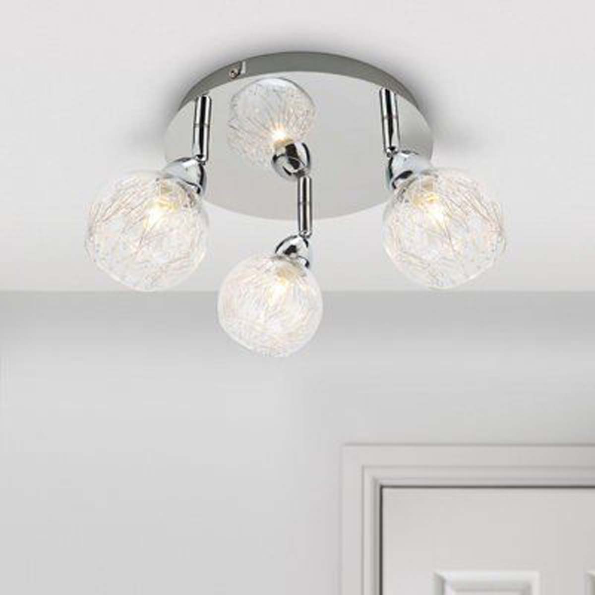 Ceiling Spotlight 3 Way Round Shades Gloss Chrome Effect Modern Elegant - Image 1