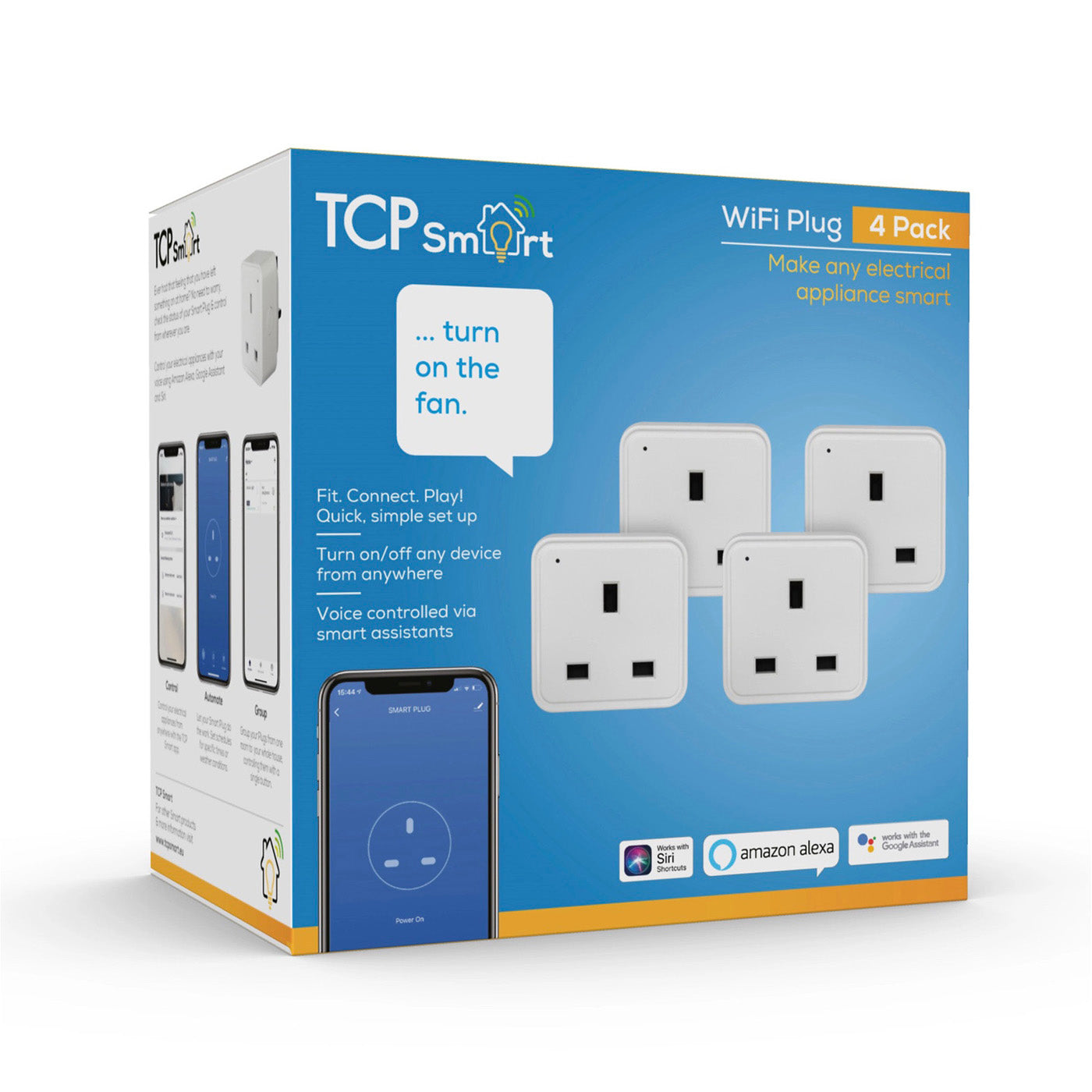 TCP Smart Plug Sockets UK WiFi 4 Pack 13A White Device Control Alexa Google 240V - Image 1