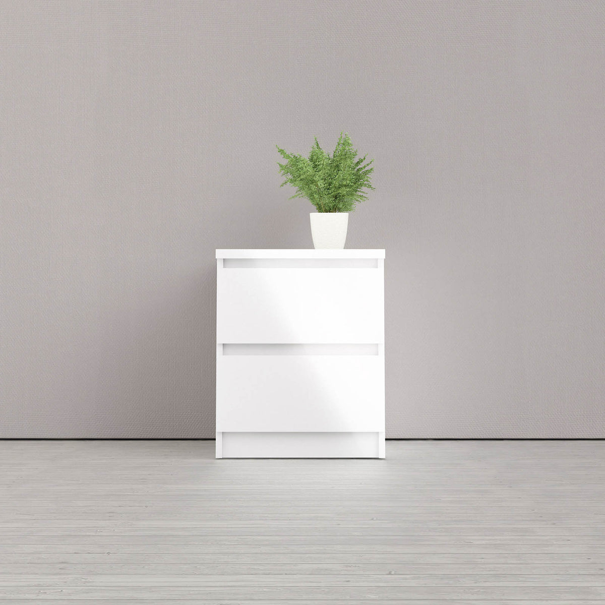 Bedside Table Gloss White 2 Drawer Wooden Bedroom Living Room Cabinet Storage - Image 2