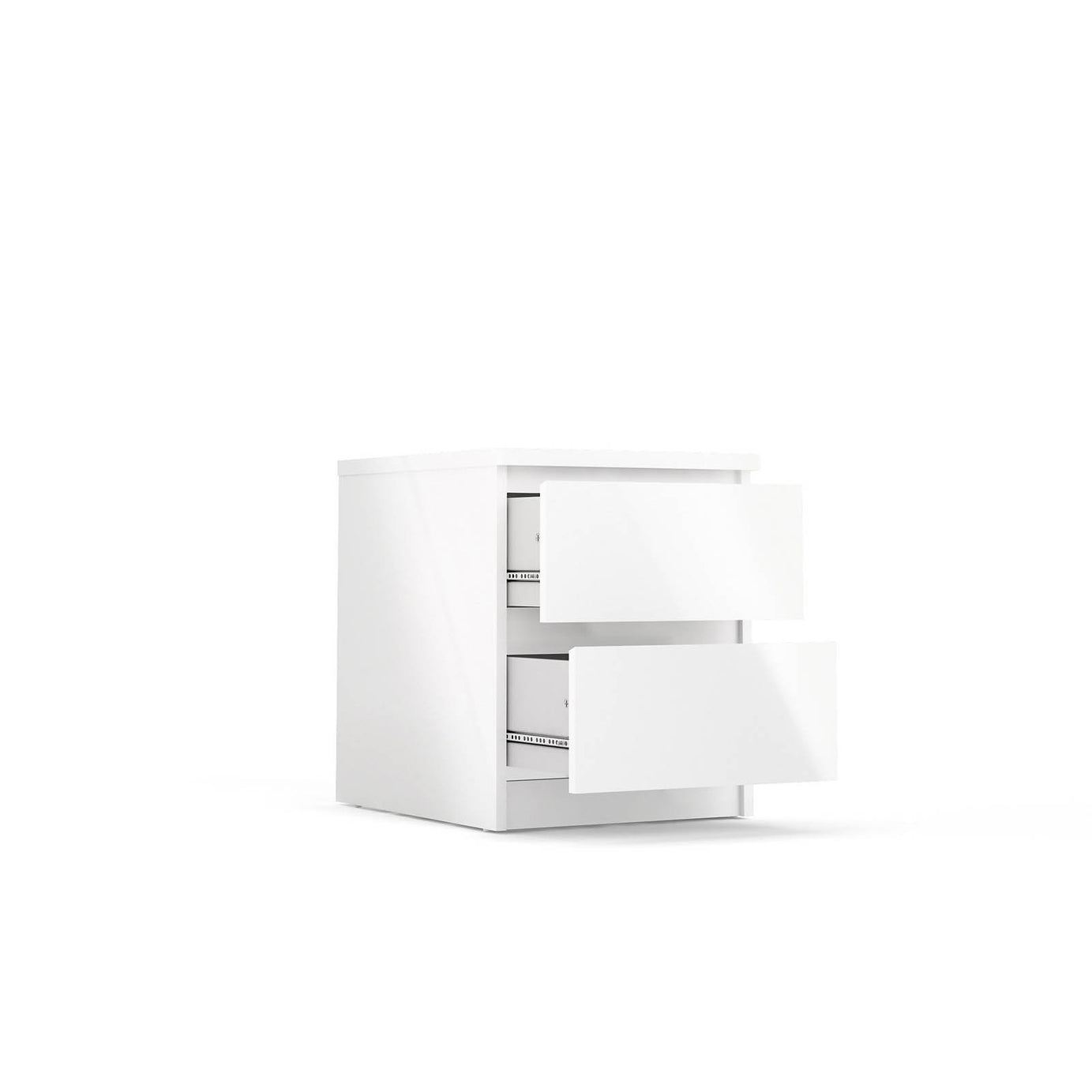 Bedside Table Gloss White 2 Drawer Wooden Bedroom Living Room Cabinet Storage - Image 5