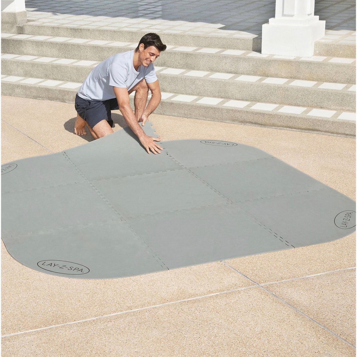 Lay-Z-Spa Hot Tub Floor Protector Grey Plastic Ground Garden Mat Sheet - Image 2
