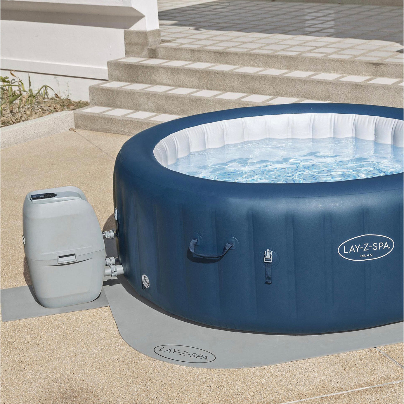 Lay-Z-Spa Hot Tub Floor Protector Grey Plastic Ground Garden Mat Sheet - Image 3