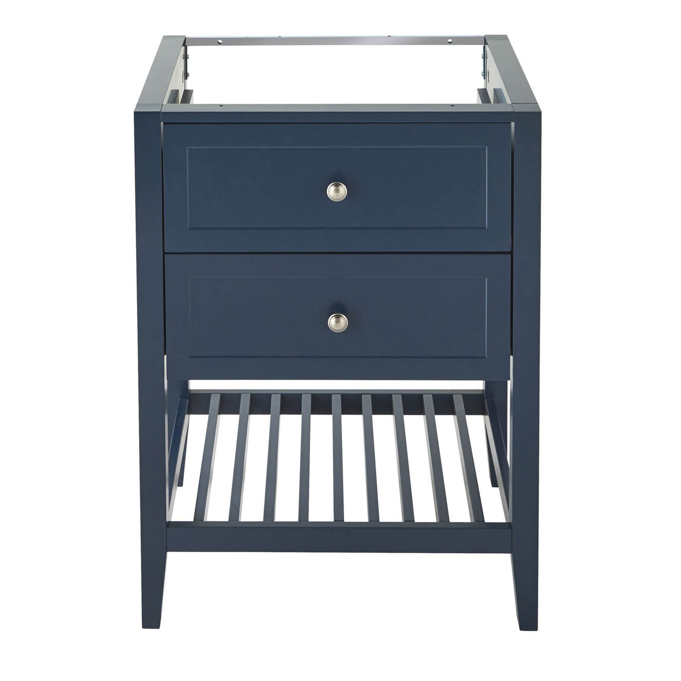 Bathroom Vanity Unit Satin Blue Freestanding 2 Drawers Cabinet Shelve Storage - Image 3
