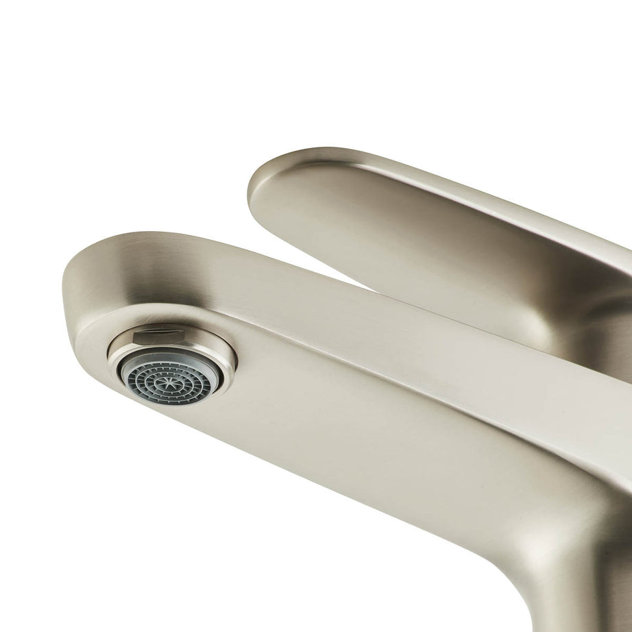 Bathroom Basin Mixer Tap Tall Brass Brushed Nickel Effect Single Lever Round - Image 9