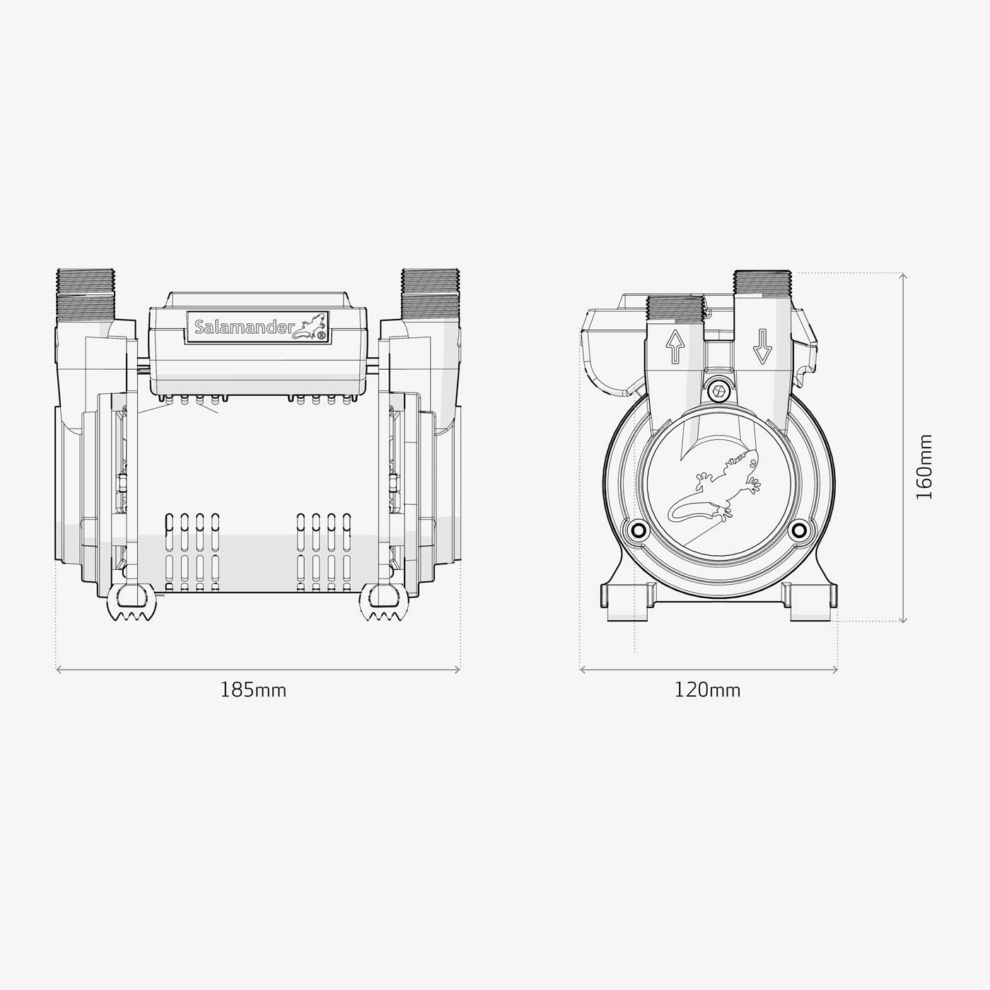 Salamander Pumps Shower Pump CT55XTRA Single 1.5 bar (H)160 (W)120 (L)185mm - Image 2