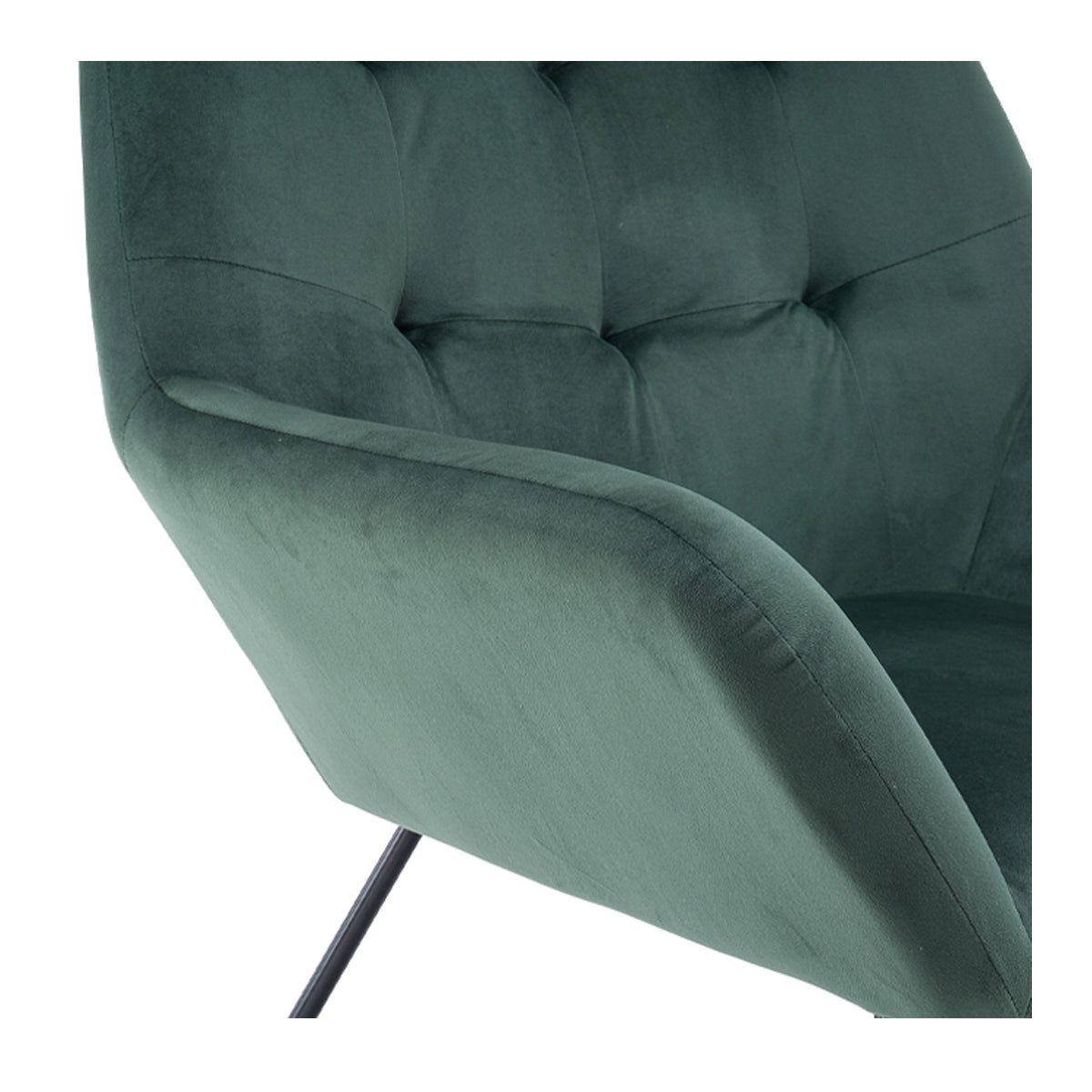 Turio Chair With Armrest Forest Green Velvet Effect 750x865x800mm - Image 2