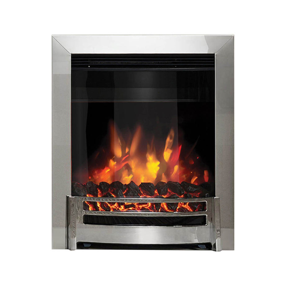 Electric Fire Fireplace 2kW Heater Chrome LED Flame Coal Bed Inset Modern - Image 1