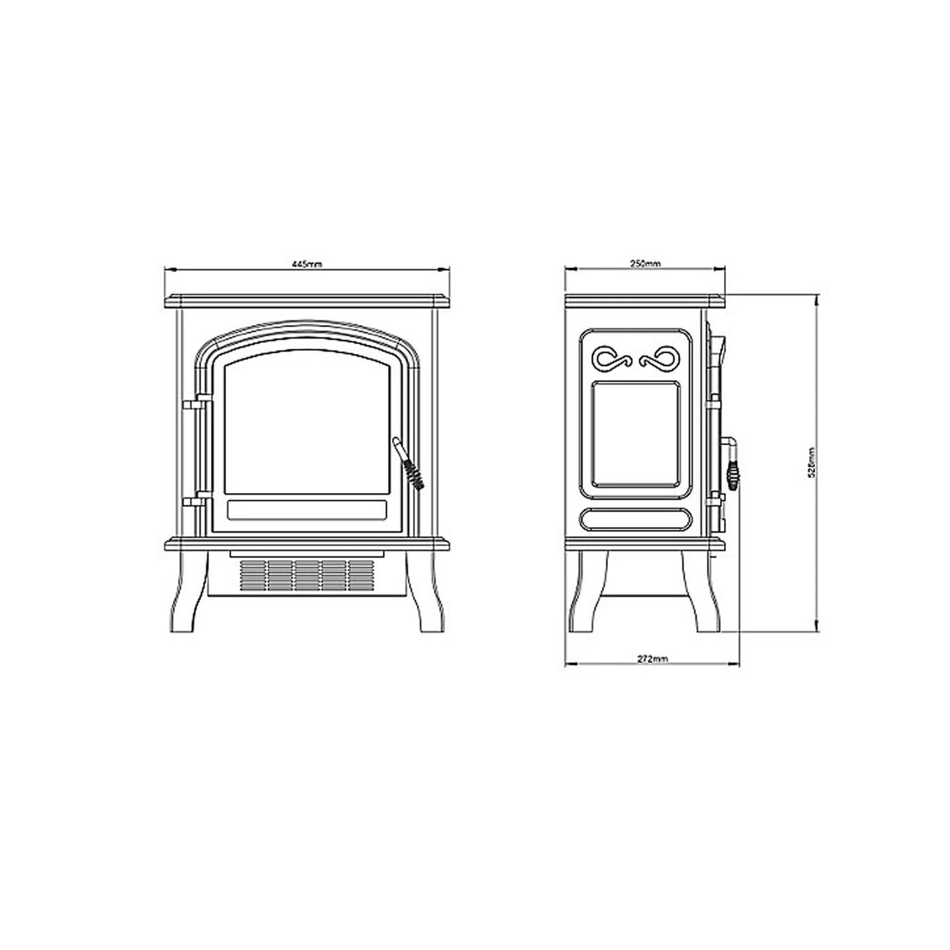 Electric Fireplace Stove Heater LED Flame Effect Grey Modern Freestanding 1.8KW - Image 3