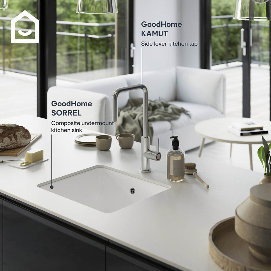 Kitchen Sink Tap Mixer Chrome Side Single Lever Swivel Spout Contemporary Faucet - Image 7