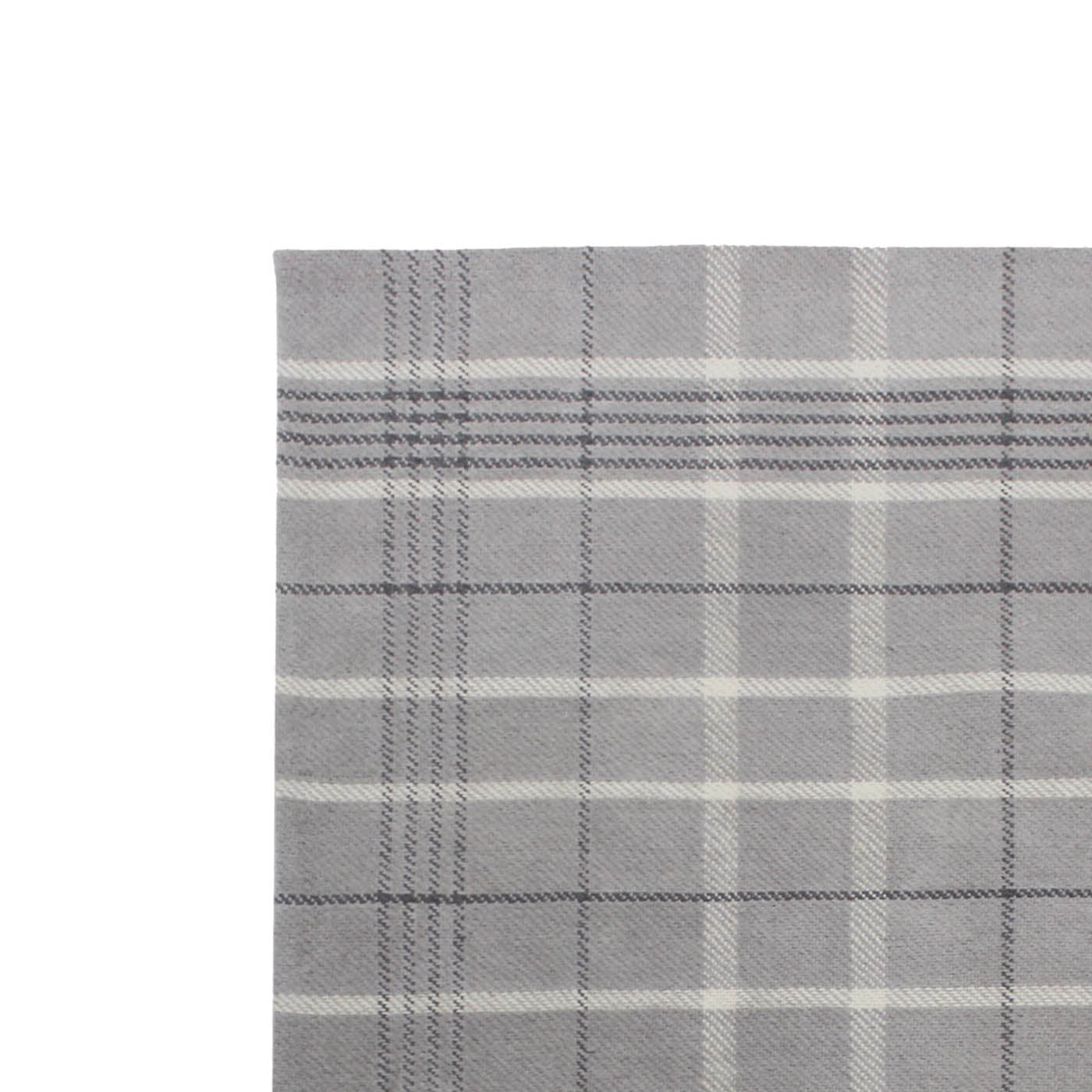 Floor Rug Grey Check Medium Indoor Wool Flat Weave Modern (L)170 x (W)120cm - Image 5