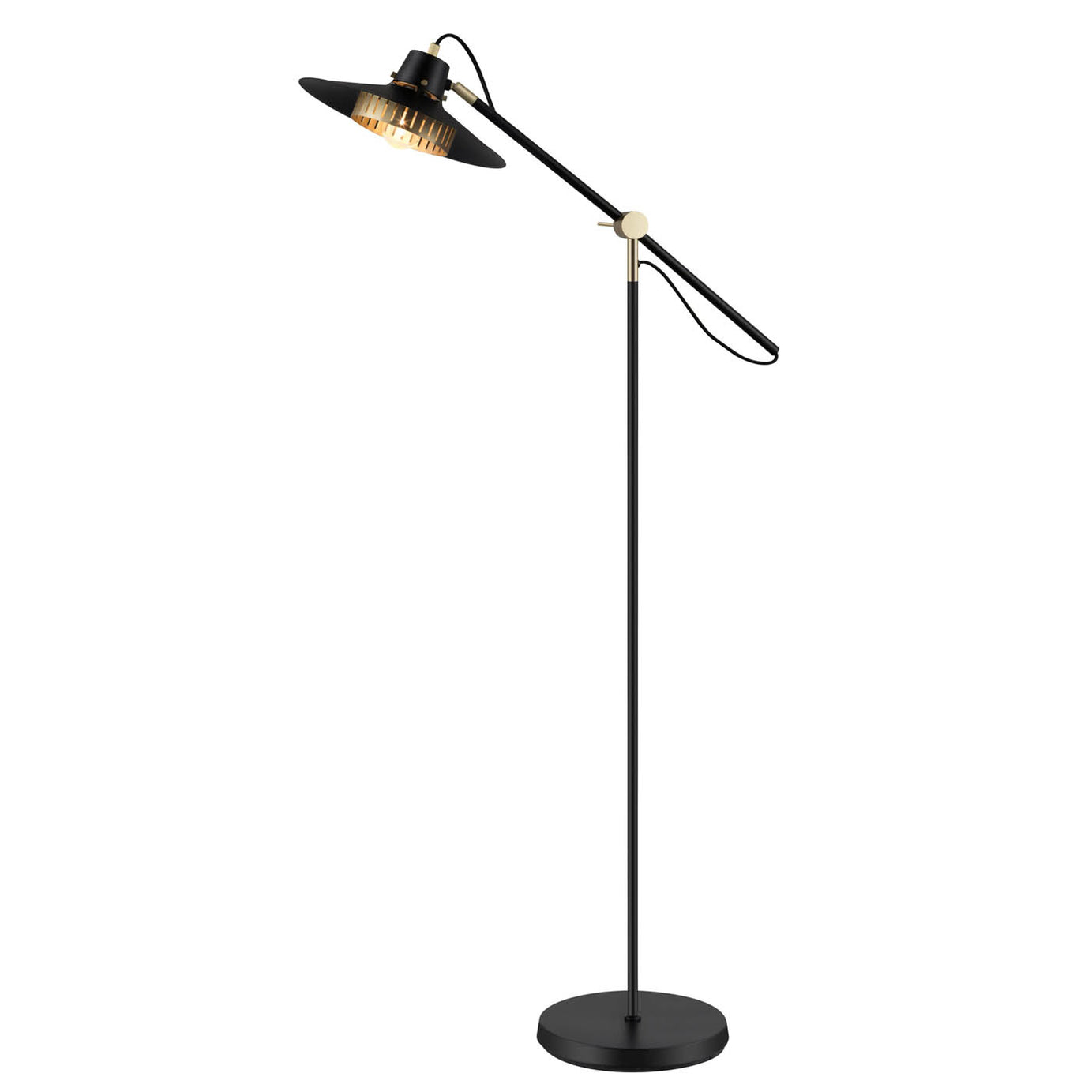 Floor Lamp Black Industrial Black Gold Metal Standing Living Bedroom 1.5m - Image 3