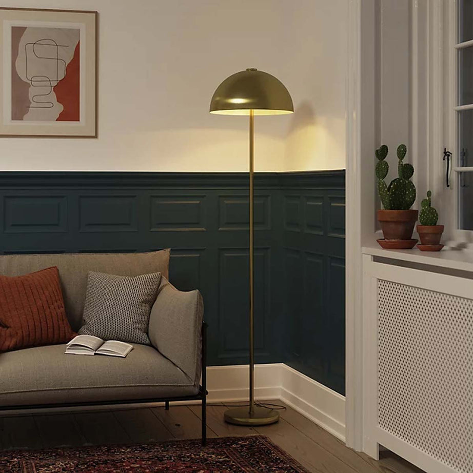 LED Floor Lamp Modern Half Globe Metal Gold Matt Brushed Brass (H)1580 mm - Image 2