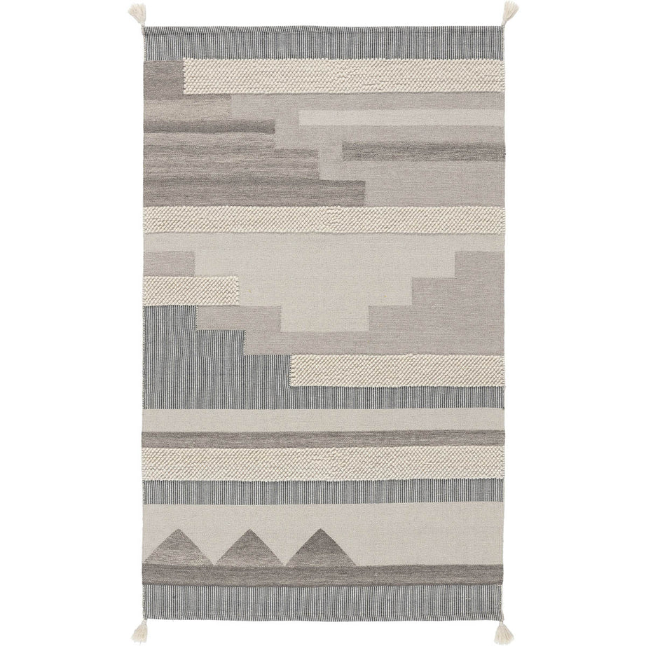 Floor Rug Medium Brunel Grey Striped Indoor Hand Woven (L)170 x (W)120cm - Image 1