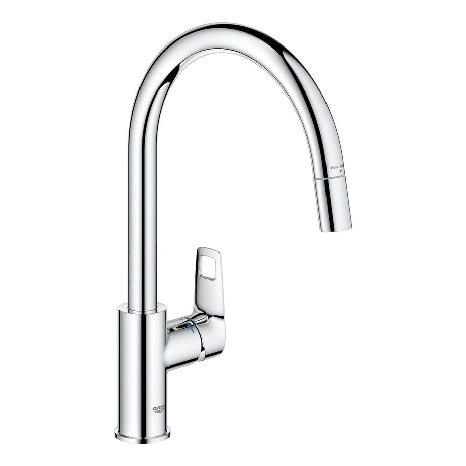 Grohe Kitchen Sink Tap Mixer Chrome Single Lever Pull Out Spout Contemporary - Image 1