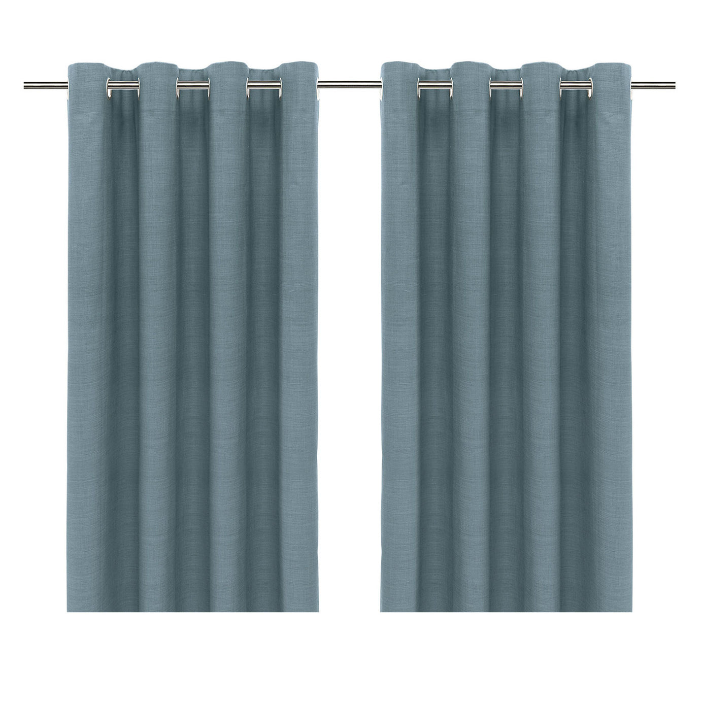 Eyelet Curtain Pair Blackout Thermal Light Blue Plain Woven (W)167cm (L)228cm - Image 1