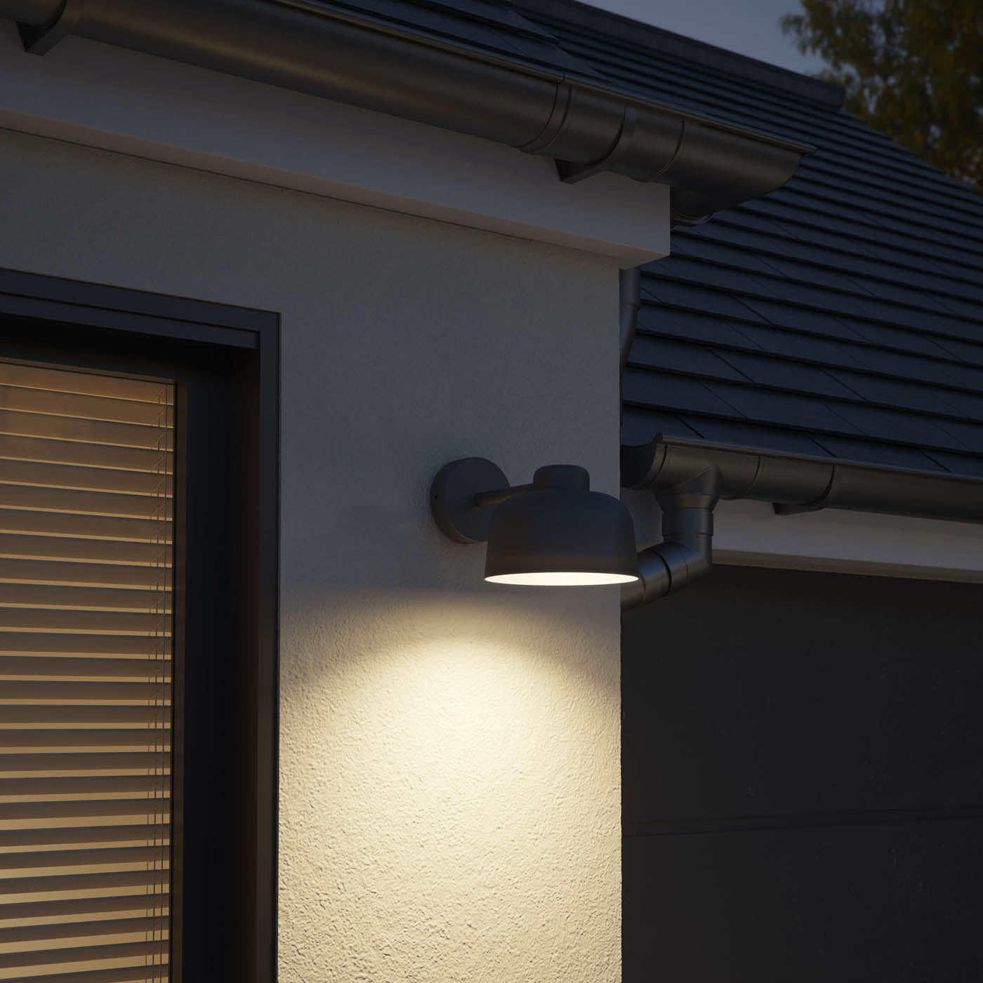 Outdoor Wall Light LED Neutral White Bell Matt Dark Grey Waterproof (Dia)18cm - Image 2