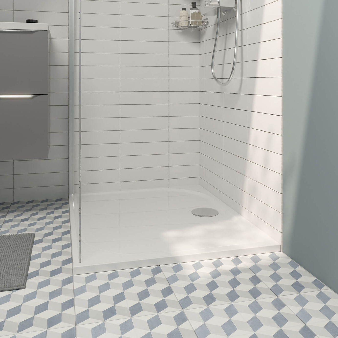 Shower Tray Gloss White Rectangular Reversible Drainer 28mm Bathroom Modern - Image 2