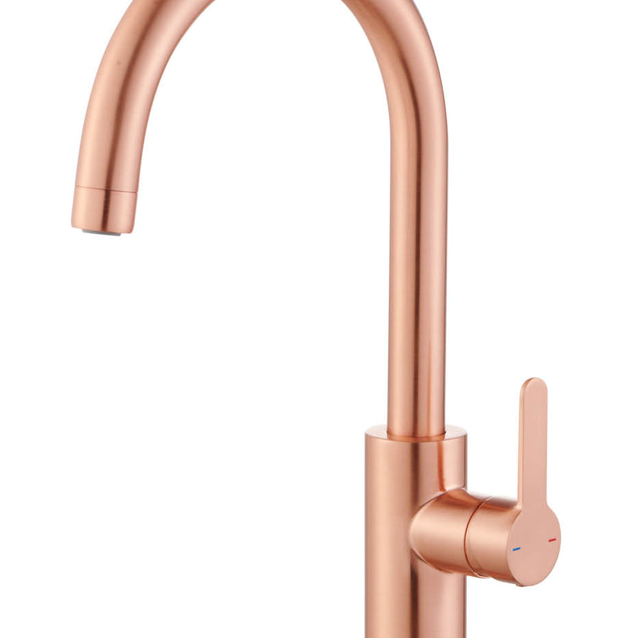 Kitchen Tap Mixer Single Side Lever Copper Effect Swivel Spout Modern Faucet - Image 1