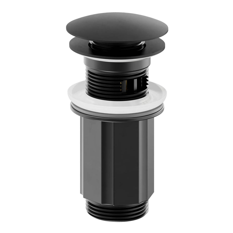 Bathroom Basin Tap Mixer Matt Black Round Single Lever Clicker Waste Modern - Image 5