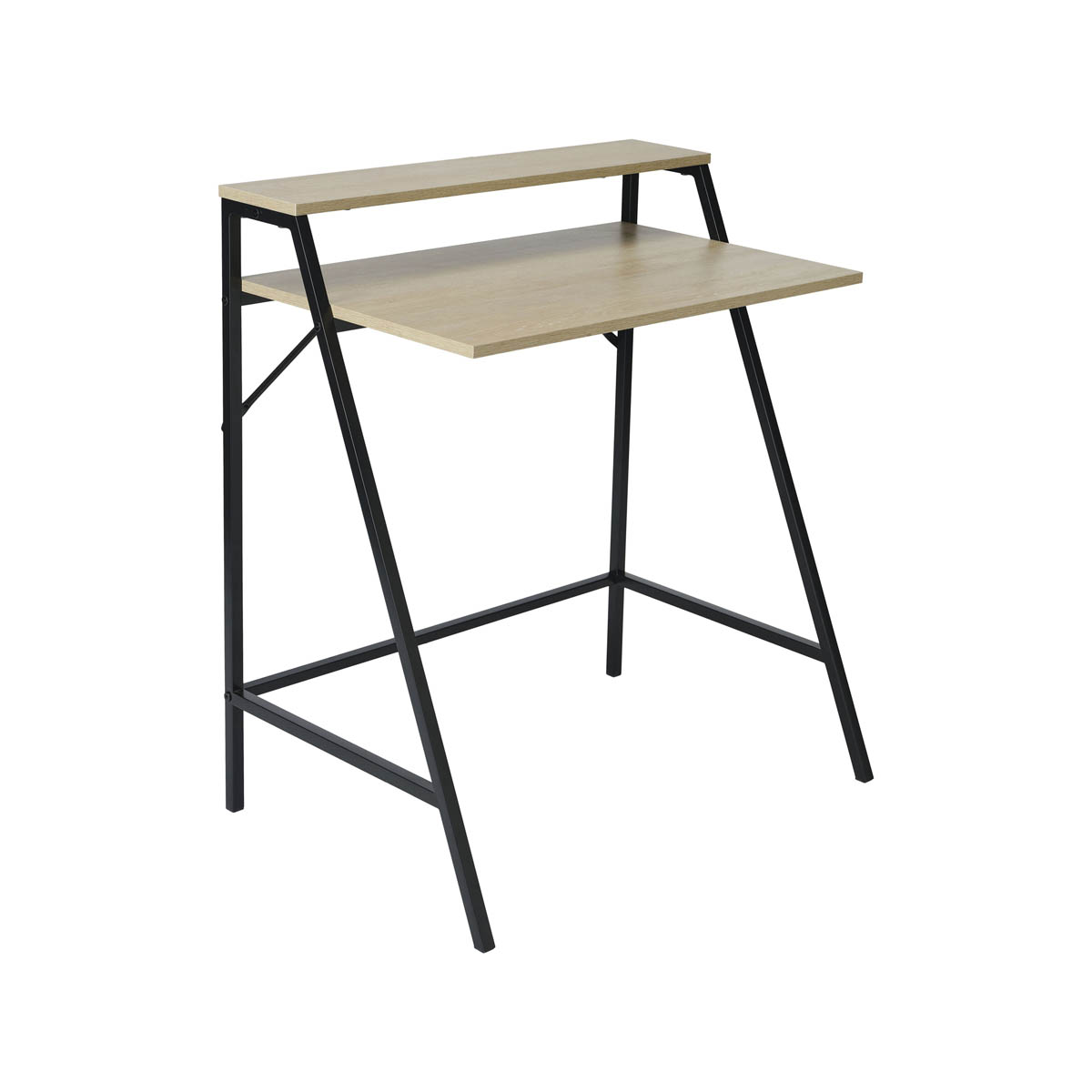 Manera Two Shelf Desk Compact Matt Black Oak Effect (H)840 (W)740 (D)515mm - Image 5