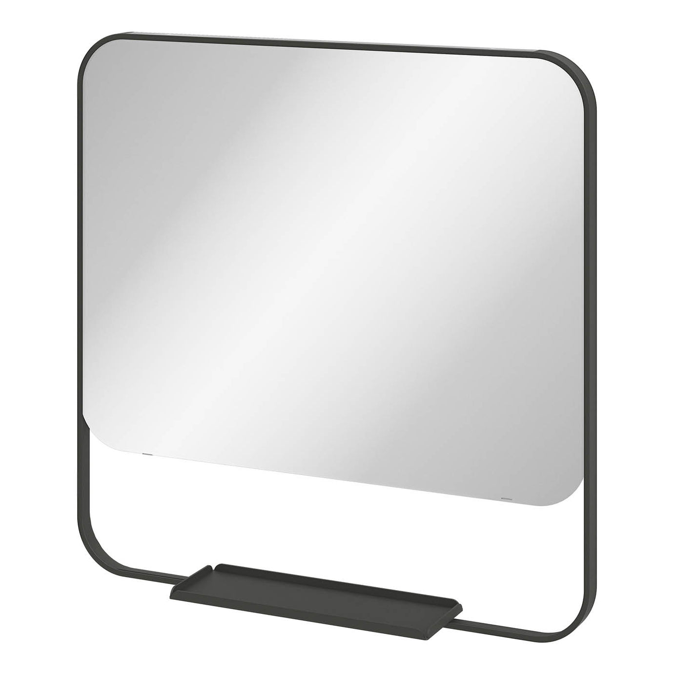 Bathroom Mirror Matt Black Aluminium Square Wall Mounted (H)60.5cm (W)60.5cm - Image 1