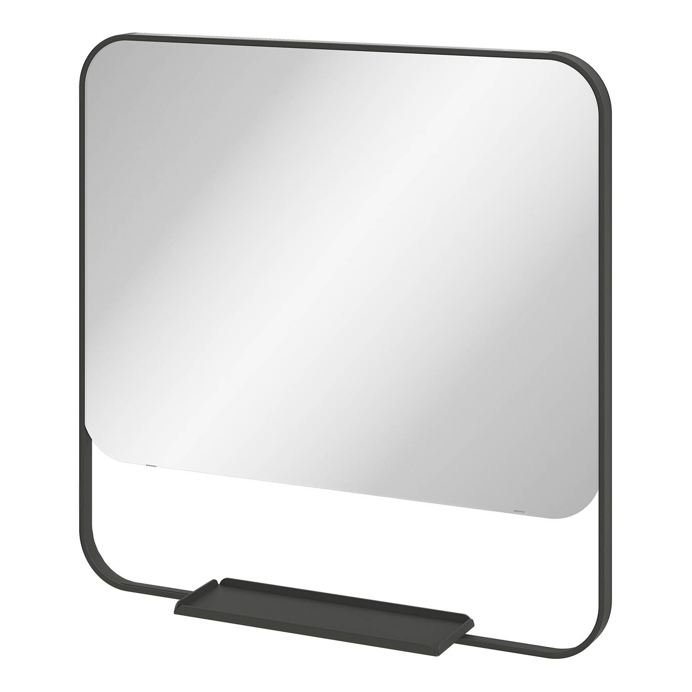 Bathroom Mirror Matt Black Aluminium Square Wall Mounted (H)60.5cm (W)60.5cm - Image 1