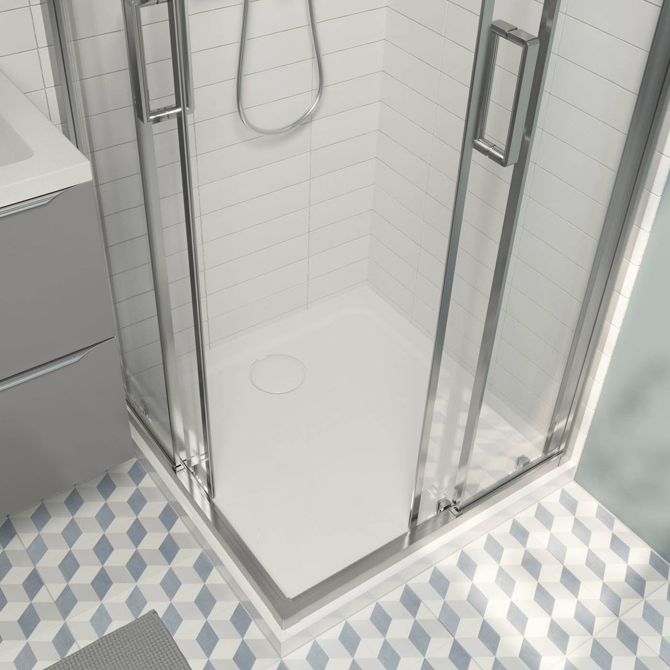 Teesta Shower Tray White Square Bathroom Non-Slip (L)900 (W)900 (H) 27mm - Image 2