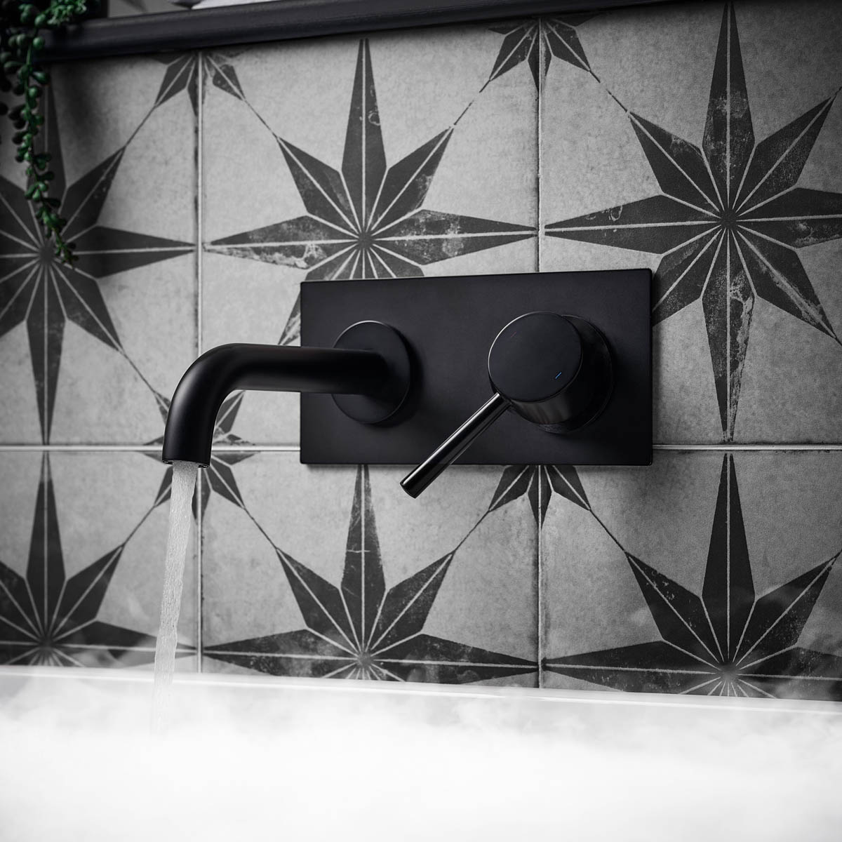 Bath Filler Tap Mixer Matt Black Round Wall Mounted Single Lever Bathroom - Image 4