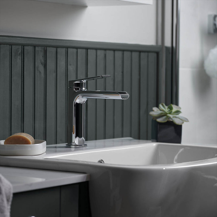 Bathroom Basin Tap Mixer Chrome Single Lever Clicker Waste Brass Modern Faucet - Image 6