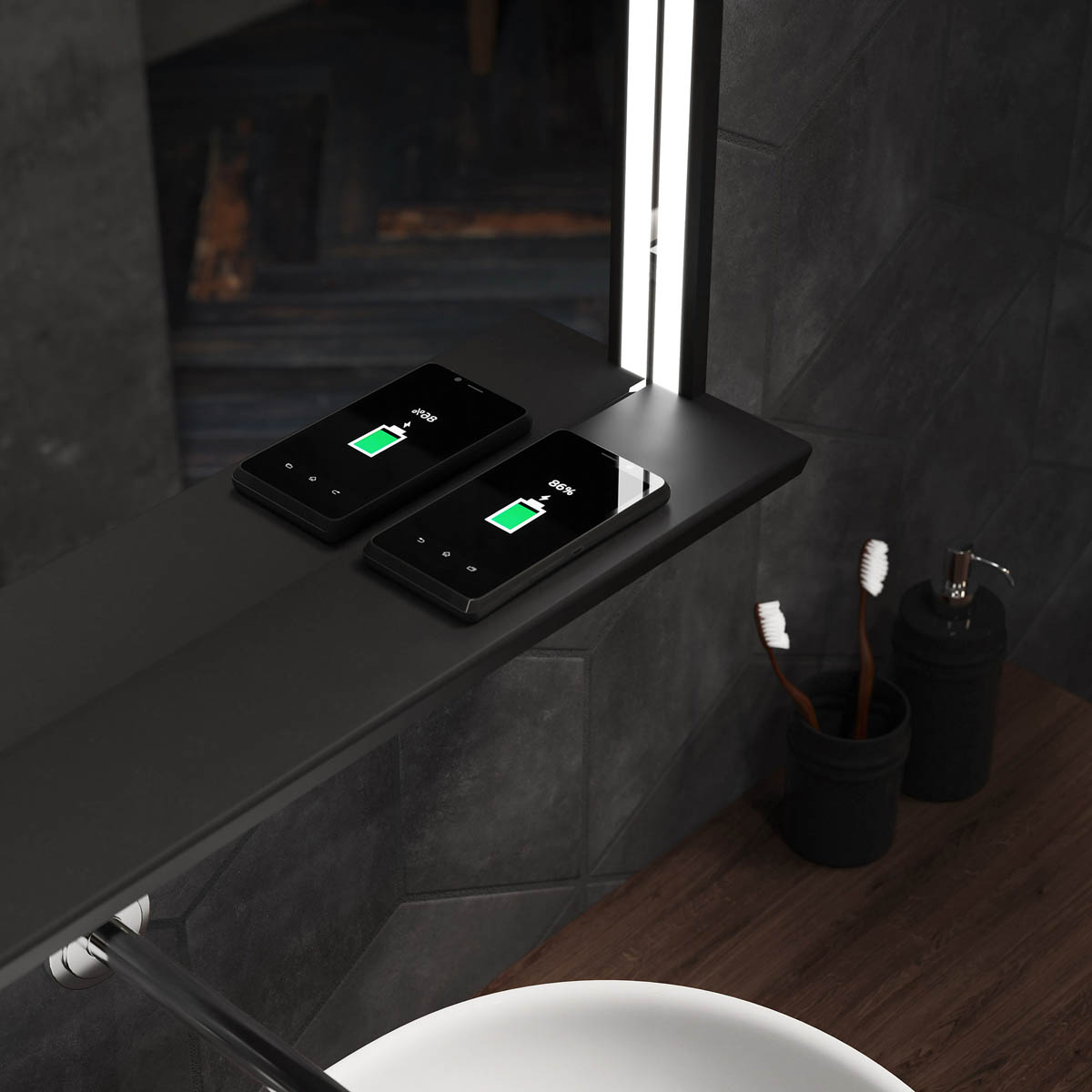 Sensio Bathroom Mirror Colour Changing Matt Black Rectangular (H)60cm (W)80cm - Image 3