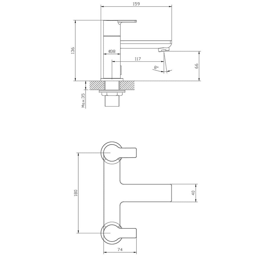 Bath Filler Tap Mixer Matt Black Brass Deck Mounted Bathroom Contemporary - Image 3