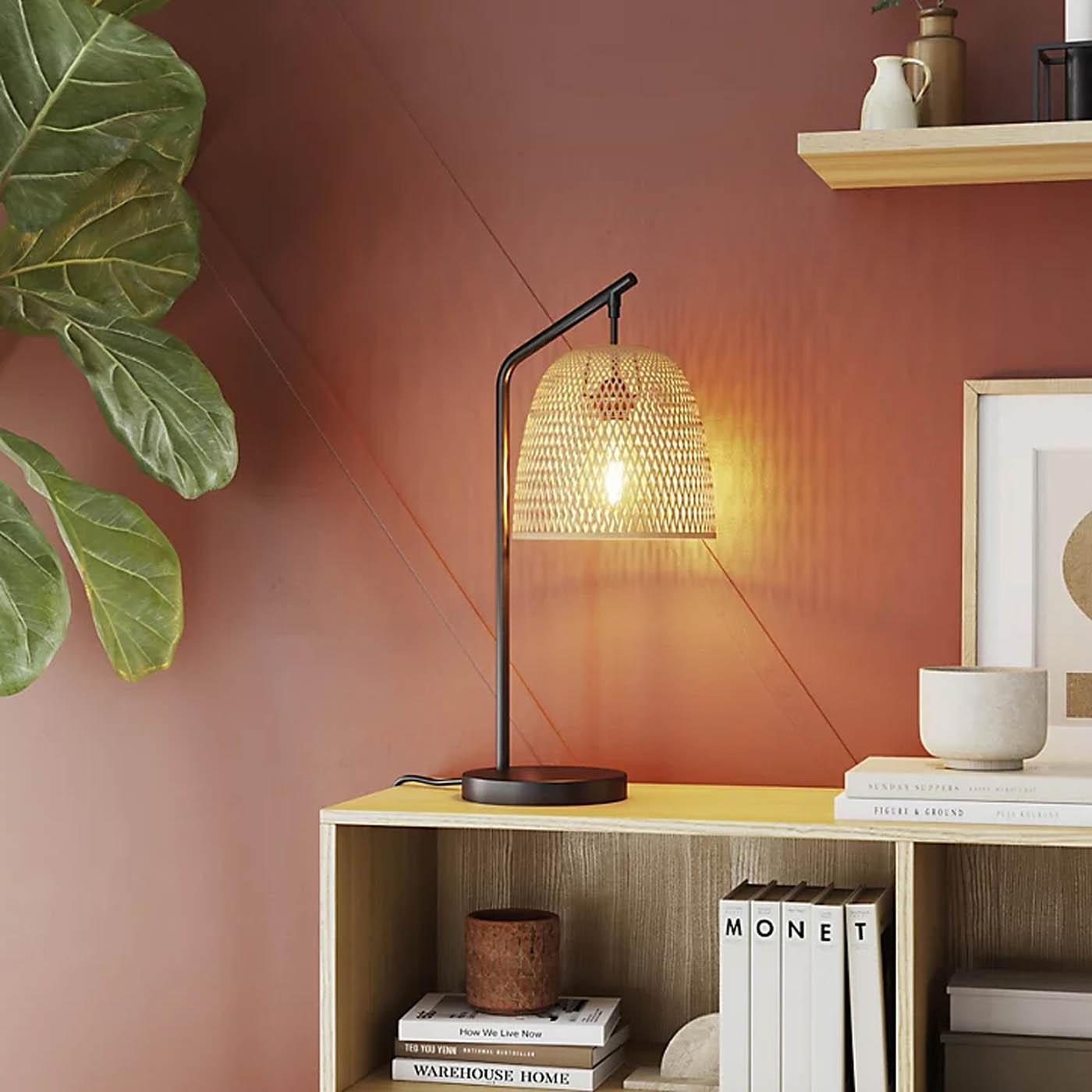 Calume Table Lamp Natural Modern Wood Look Eco Halogen Energy Saving Compact - Image 2