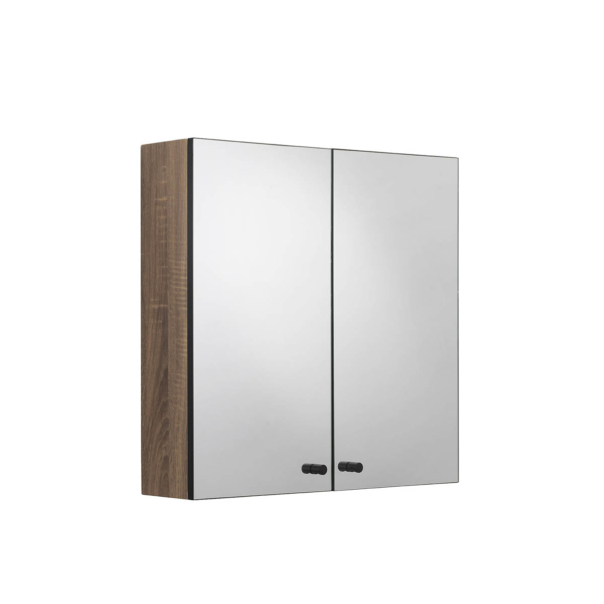 Mirrored Bathroom Cabinets Wall Mounted  Double Door Matt Brown 60x60x18 - Image 6