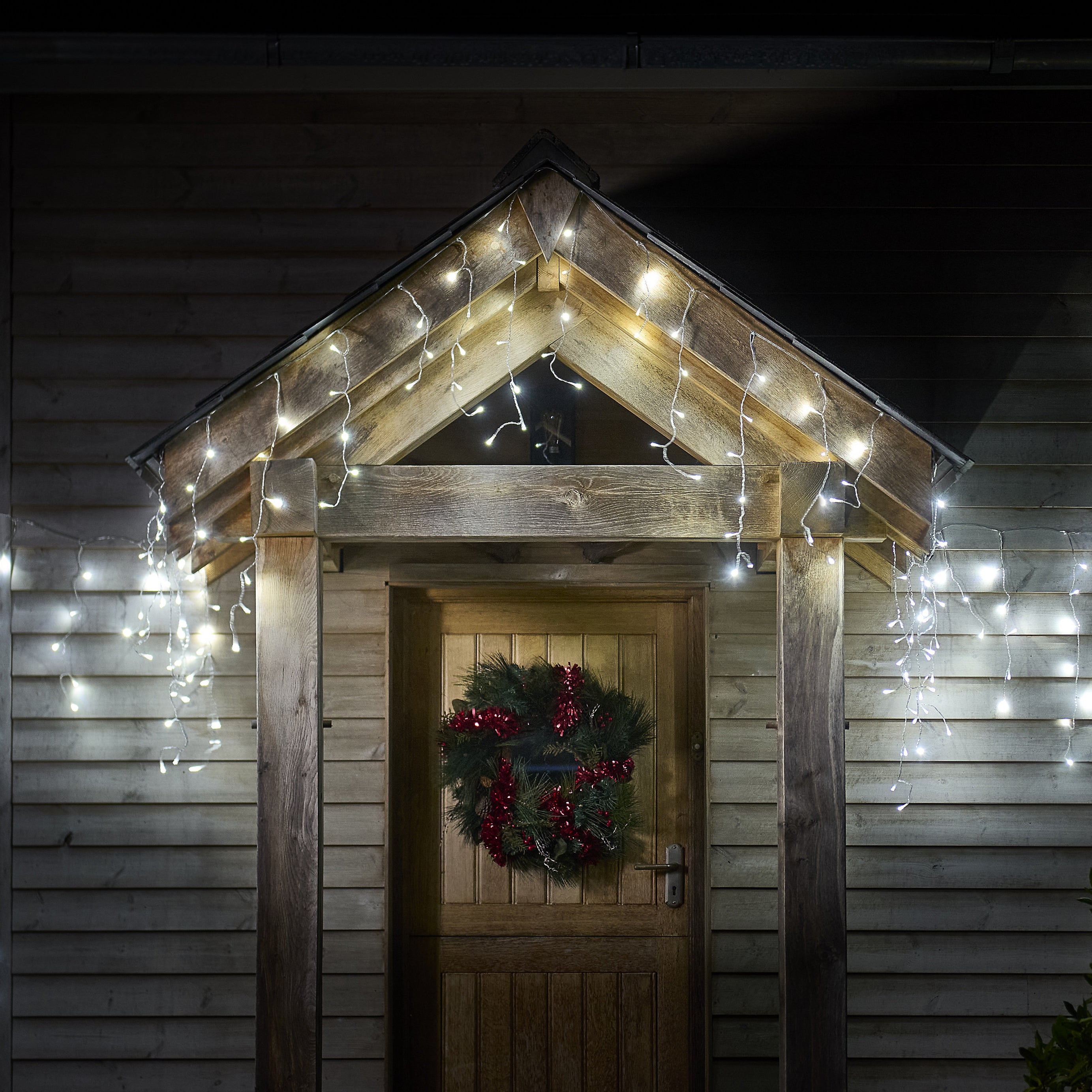 Christmas Icicle String Light LED Ice White 8 Functions Water Resistant 17.8m - Image 1