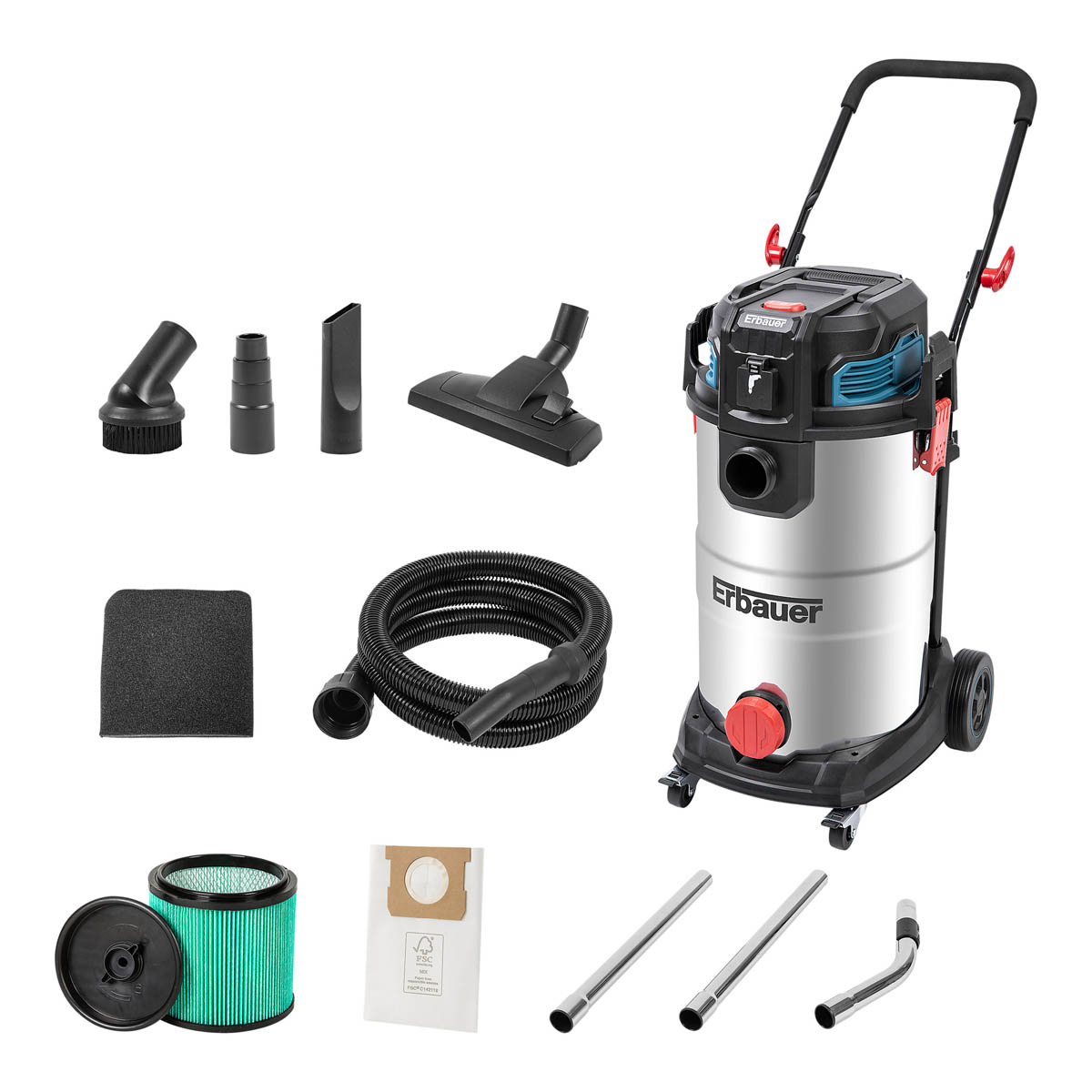 Erbauer Wet And Dry Vacuum Cleaner EWDV40L Corded Cylinder Powerful 1400W 40L - Image 4