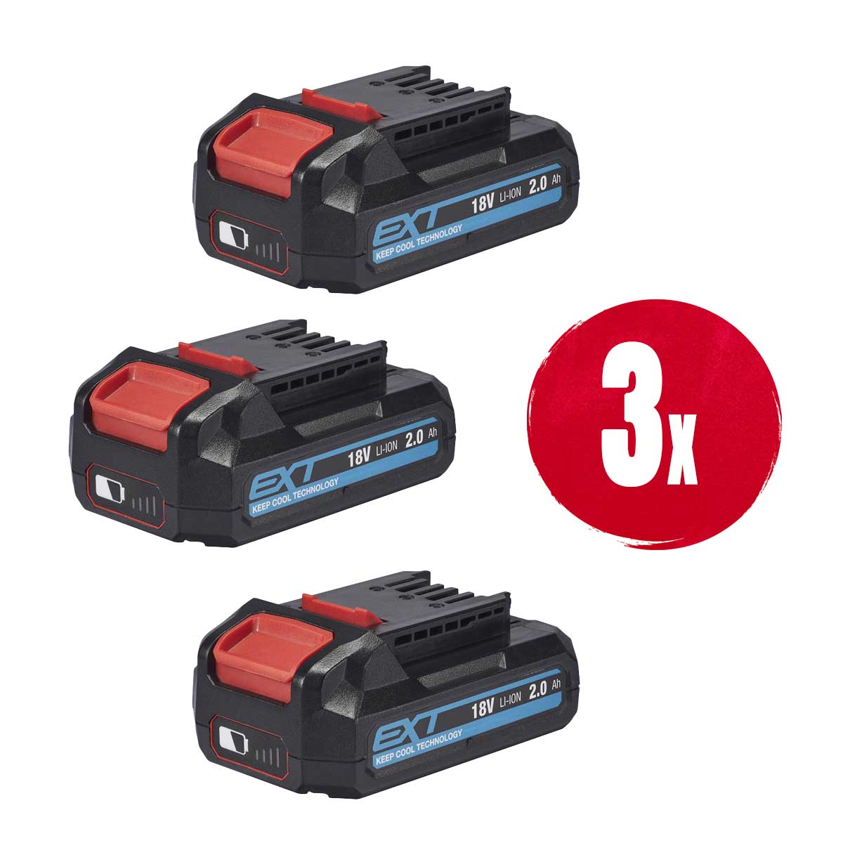 Erbauer Power Tools Battery Charger With Batteries 3 x 2.0Ah Li-ion EXT18V - Image 1