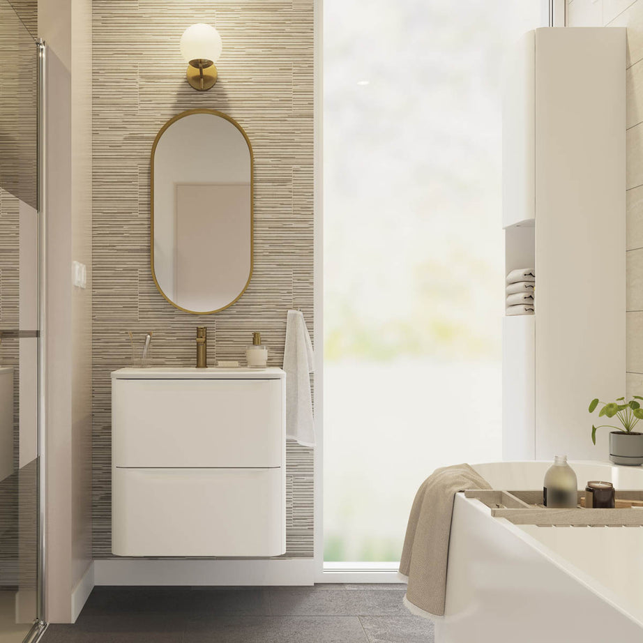 Bathroom Vanity Unit Matt White Wall Mounted 2 Drawers Storage (H)60x(W)60cm - Image 5