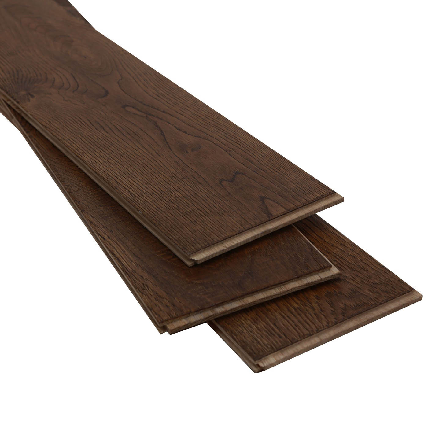 Hardwood Flooring Natural Dark Brown Oak Matt Bevelled Edge Durable 1.8m² - Image 1