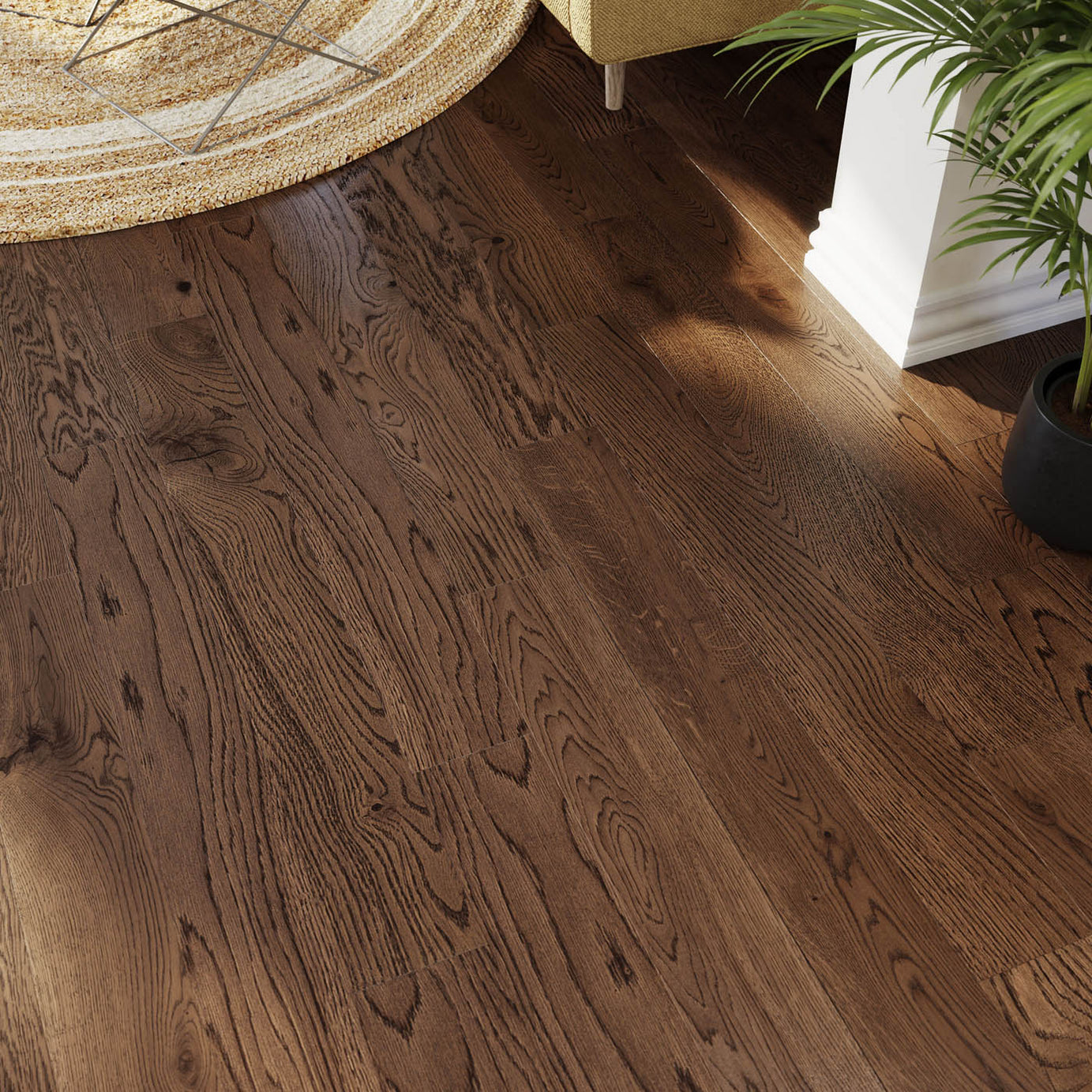 Hardwood Flooring Natural Dark Brown Oak Matt Bevelled Edge Durable 1.8m² - Image 4