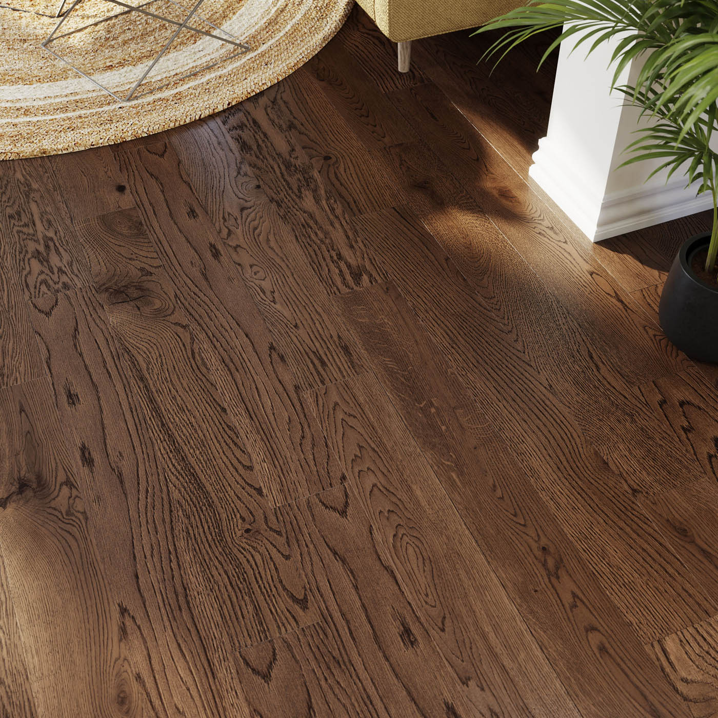 Hardwood Flooring Natural Dark Brown Oak Matt Bevelled Edge Durable 1.8m² - Image 4